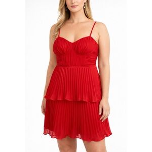 Lulu's Red Pleated Dress